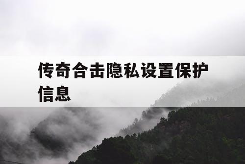 传奇合击隐私设置保护信息