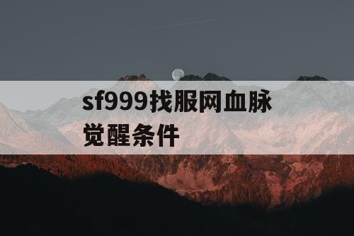 sf999找服网血脉觉醒条件