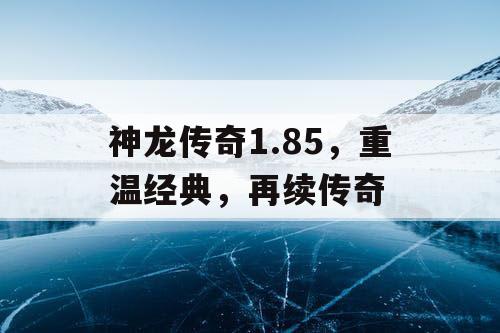 神龙传奇1.85，重温经典，再续传奇