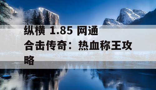 纵横 1.85 网通合击传奇：热血称王攻略