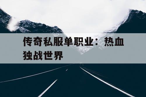 传奇私服单职业：热血独战世界
