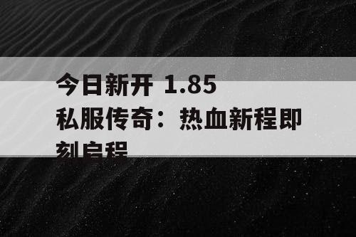 今日新开 1.85 私服传奇：热血新程即刻启程