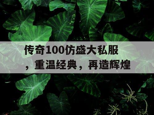传奇100仿盛大私服，重温经典，再造辉煌