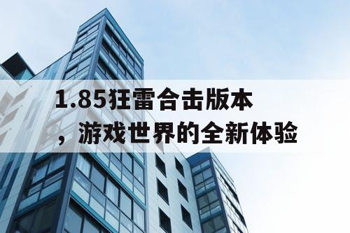 1.85狂雷合击版本，游戏世界的全新体验