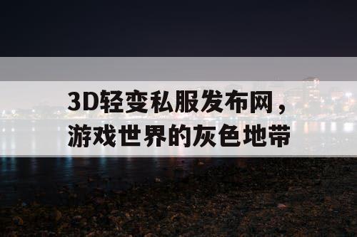 3D轻变私服发布网，游戏世界的灰色地带