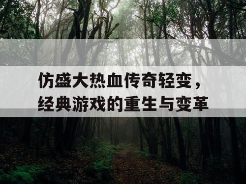 仿盛大热血传奇轻变，经典游戏的重生与变革
