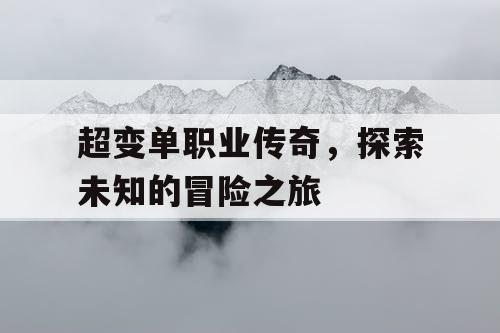 超变单职业传奇，探索未知的冒险之旅