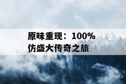 原味重现：100% 仿盛大传奇之旅