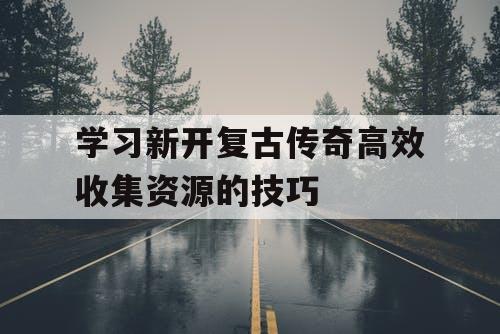 学习新开复古传奇高效收集资源的技巧