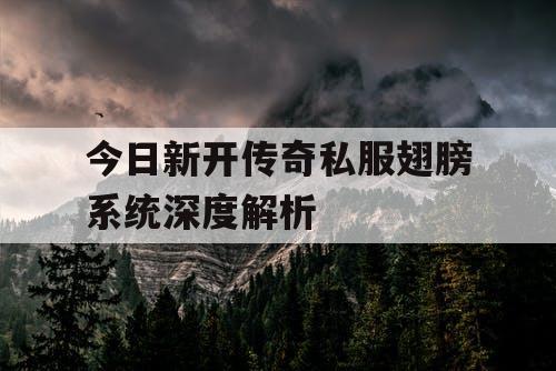 今日新开传奇私服翅膀系统深度解析