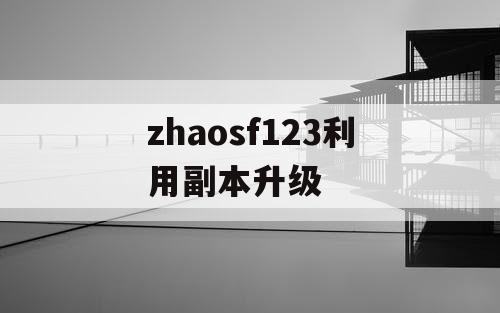zhaosf123利用副本升级