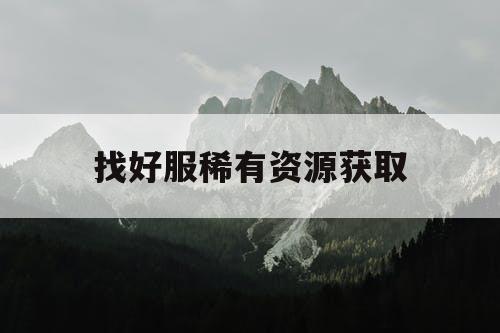 找好服稀有资源获取