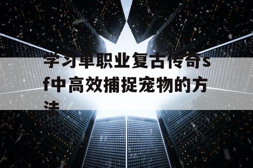 学习单职业复古传奇sf中高效捕捉宠物的方法