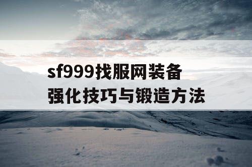 sf999找服网装备强化技巧与锻造方法