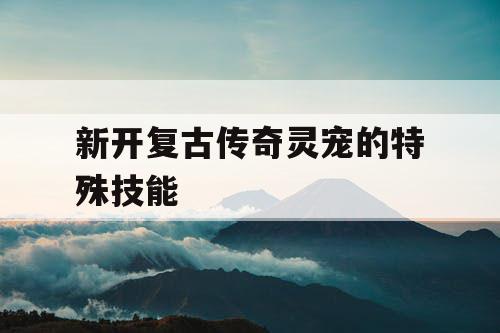 新开复古传奇灵宠的特殊技能