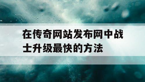 在传奇网站发布网中战士升级最快的方法