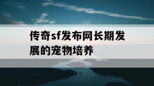 传奇sf发布网长期发展的宠物培养