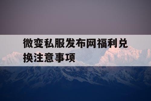 微变私服发布网福利兑换注意事项