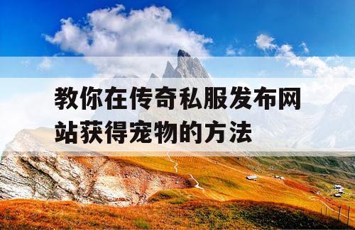 教你在传奇私服发布网站获得宠物的方法