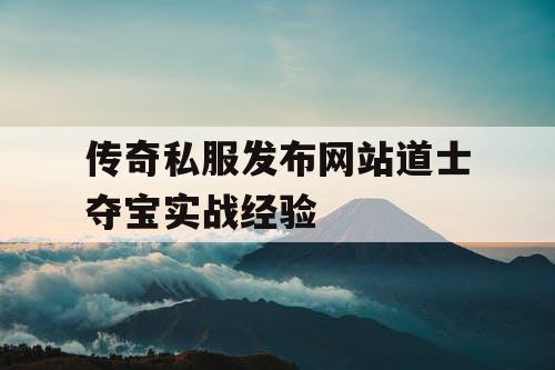 传奇私服发布网站道士夺宝实战经验