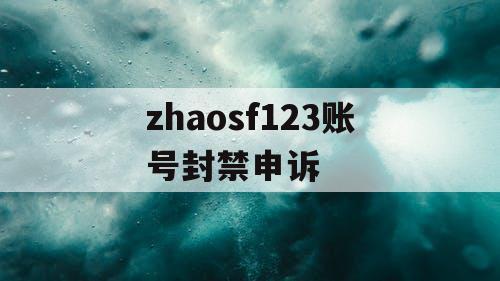 zhaosf123账号封禁申诉