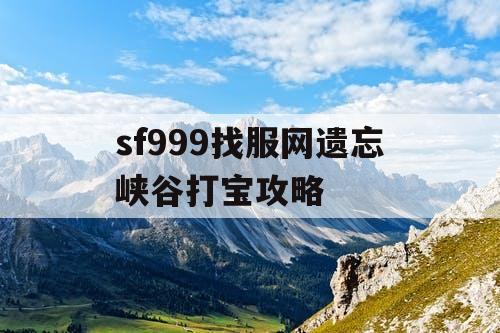 sf999找服网遗忘峡谷打宝攻略