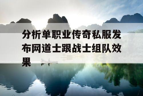 分析单职业传奇私服发布网道士跟战士组队效果