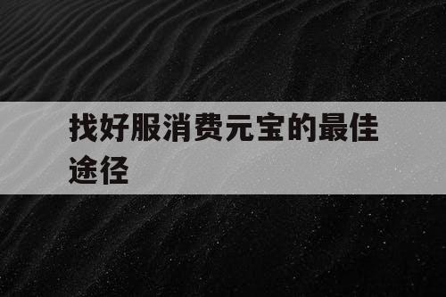找好服消费元宝的最佳途径