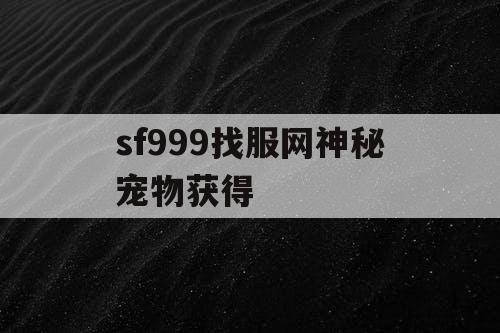 sf999找服网神秘宠物获得