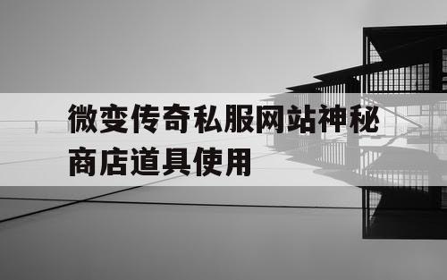 微变传奇私服网站神秘商店道具使用