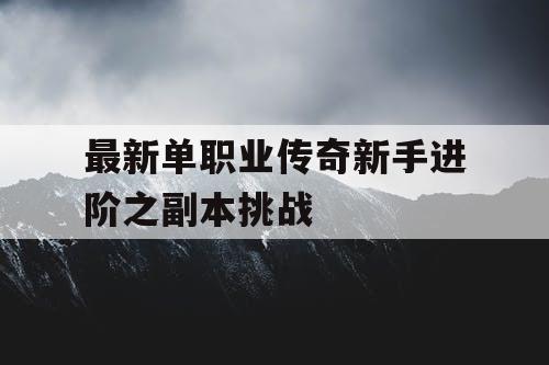最新单职业传奇新手进阶之副本挑战