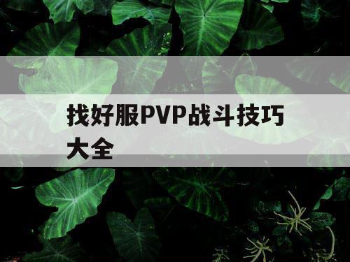 找好服PVP战斗技巧大全